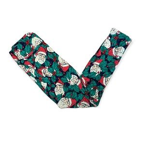 OS LuLaRoe Holiday Leggings NEW Christmas Santa Holly and Berries One Size 2-10
